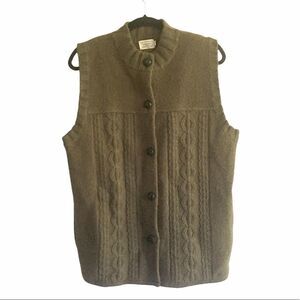 𝅺HAGGAR Wool Sleeveless Button Front Sweater Vest Green S
